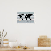 Black Globe Map + Strikes Poster (Küche)