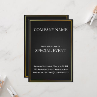 Black Gloden Frame Corporate Party Einladung Card