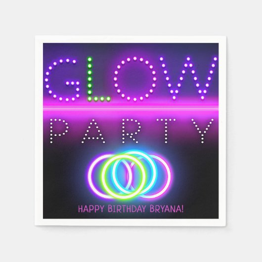 Black Glow Party Neon Lights Geburtstagsparty Serviette (Vorderseite)