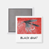"Black Gnat" Fishing Art Magnet (Vorderseite/Rückseite)