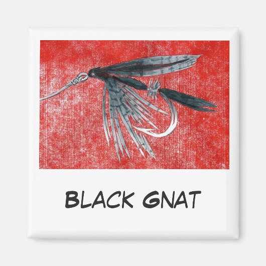 "Black Gnat" Fishing Art Magnet (Vorne)
