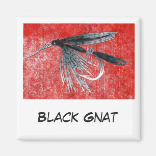 "Black Gnat" Fly Fishing Art Magnet