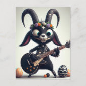 Black Goat Playing Gitarre Happy Oaster Postkarte (Vorderseite)