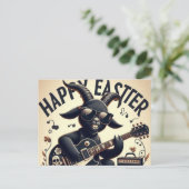 Black Goat Playing Gitarre Happy Oaster Postkarte (Stehend Vorderseite)