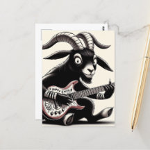 Black Goat Playing Gitarre Happy Oaster