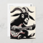 Black Goat Playing Gitarre Happy Oaster Postkarte (Vorne/Hinten)