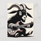 Black Goat Playing Gitarre Happy Oaster Postkarte (Vorderseite)
