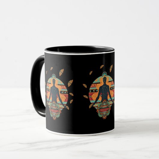 Black Goddess Butterfly Mandala Bohemisch Tasse (Vorderseite Links)
