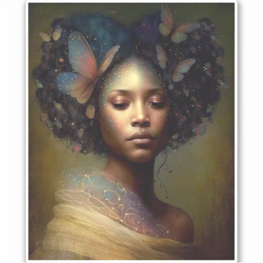 Black Goddess Fantasy Art Aufkleber (Vorderseite)