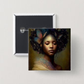 Black Goddess Fantasy Art Button (Vorne & Hinten)