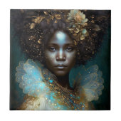 Black Goddess Fantasy Art Fliese (Vorderseite)