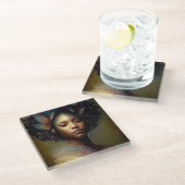 Black Goddess Fantasy Art Glasuntersetzer (Schrägansicht)