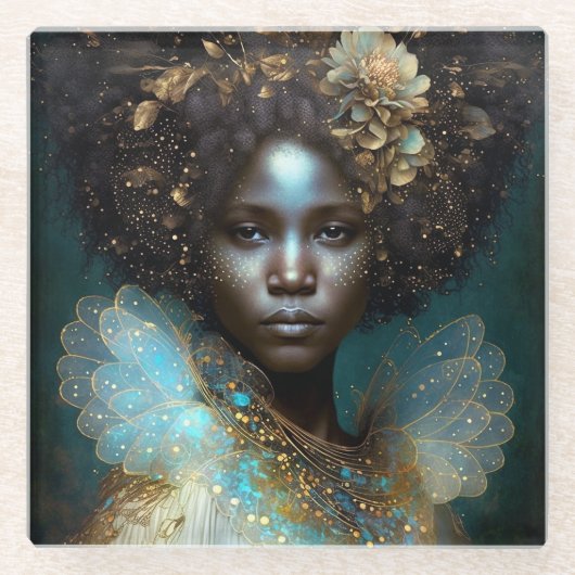 Black Goddess Fantasy Art Glasuntersetzer (Vorderseite)