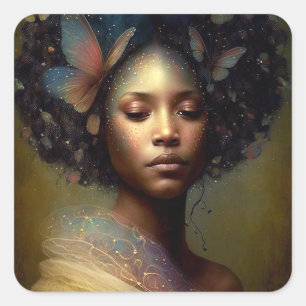 Black Goddess Fantasy Art Quadratischer Aufkleber