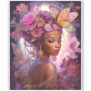 Black Goddess Pink Lila Fantasy Art Aufkleber