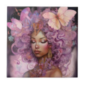 Black Goddess Pink Lila Fantasy Art Fliese (Vorderseite)