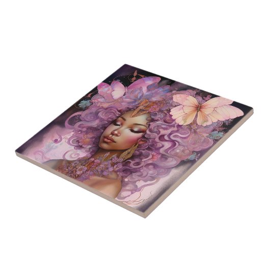 Black Goddess Pink Lila Fantasy Art Fliese (Seite)
