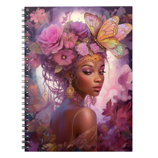 Black Goddess Pink Lila Fantasy Art Notizblock (Vorderseite)