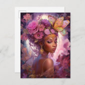 Black Goddess Pink Lila Fantasy Art Postkarte (Vorne/Hinten)