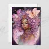 Black Goddess Pink Lila Fantasy Art Postkarte (Vorne/Hinten)
