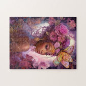 Black Goddess Pink Lila Fantasy Art Puzzle (Horizontal)