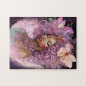 Black Goddess Pink Lila Fantasy Art Puzzle (Horizontal)