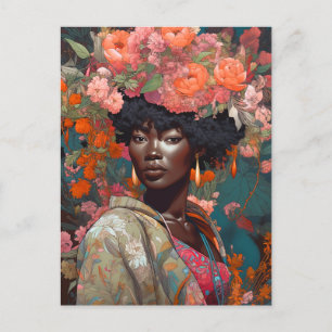 Black Goddess Queen Blume Fantasy Art Postkarte