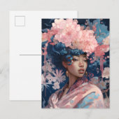 Black Goddess Queen Pink Blue Fantasy Art Postkarte (Vorne/Hinten)