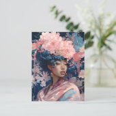 Black Goddess Queen Pink Blue Fantasy Art Postkarte (Stehend Vorderseite)