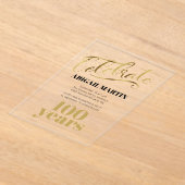 Black Gold 100. Geburtstag Clear Acrylic Acryleinladungen (Ablage )