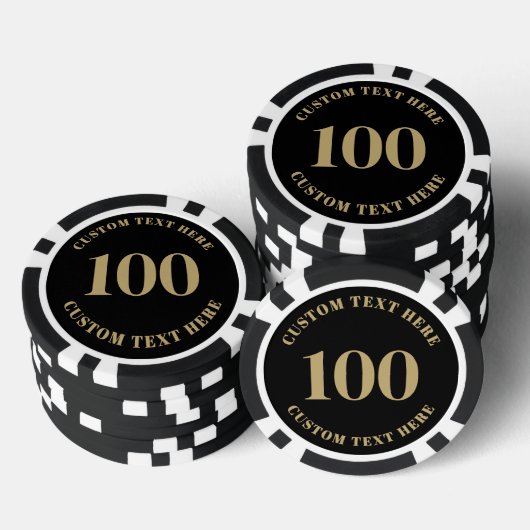 Black Gold 100 Numbered Pokerchips (Stapel)