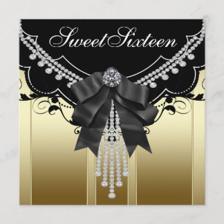 Black Gold 16 . Geburtstag Party Einladungen