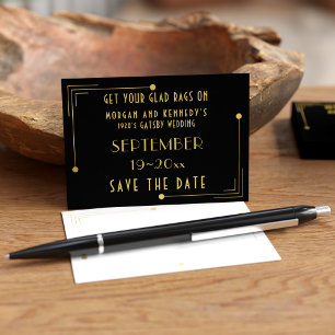 Black Gold 1920er Deko Mini Wedding Save the Dates Visitenkarte