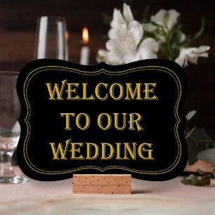 Black & Gold 1920er Gatsby Wedding Begrüßungszeich Einladung