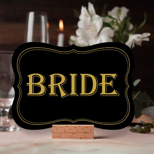 Black & Gold 1920er Gatsby Wedding Bride Sign Einladung
