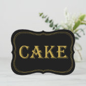 Black & Gold 1920er Gatsby Wedding Cake Sign Einladung (Stehend Vorderseite)