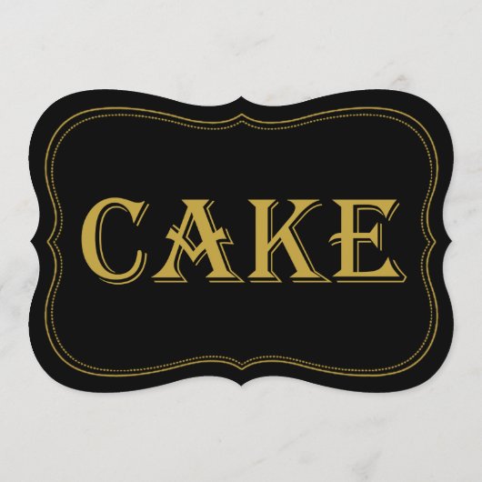 Black & Gold 1920er Gatsby Wedding Cake Sign Einladung (Rückseite)