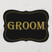 Black & Gold 1920er Gatsby Wedding Groom Sign Einladung (Rückseite)