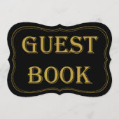 Black & Gold 1920er Gatsby Wedding Guest Book Sign Einladung (Vorderseite)