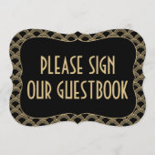 Black & Gold 1920er Gatsby Wedding Guestbook Sign Einladung (Vorderseite)