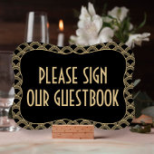 Black & Gold 1920er Gatsby Wedding Guestbook Sign Einladung