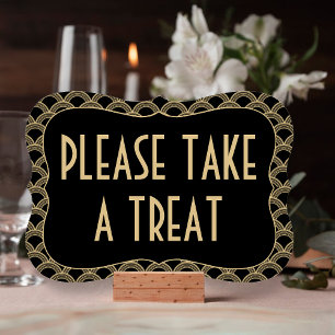 Black & Gold 1920er Gatsby Wedding Leckerei Sign Einladung