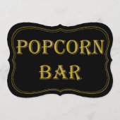 Black Gold 1920er Gatsby Wedding Popcorn Bar Sign Einladung (Rückseite)