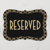 Black & Gold 1920er Gatsby Wedding vorbehaltenes S Einladung (Vorderseite)