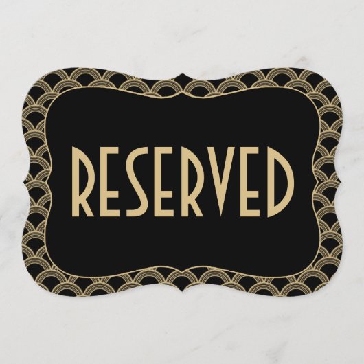 Black & Gold 1920er Gatsby Wedding vorbehaltenes S Einladung (Vorderseite)