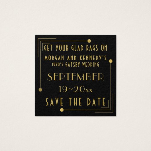 Black Gold 1920er Hochzeit Save the Dates 100 Pack (Vorderseite)