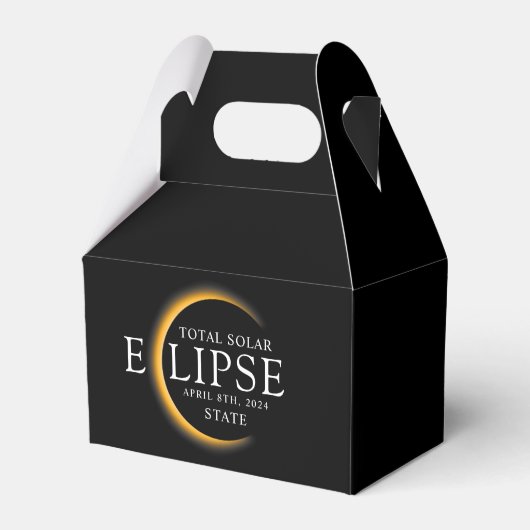Black & Gold 2024 Custom Staat Total Solar Eclipse Geschenkschachtel (Vorderseite)