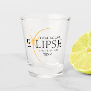 Black & Gold 2024 Custom Staat Total Solar Eclipse Schnapsglas