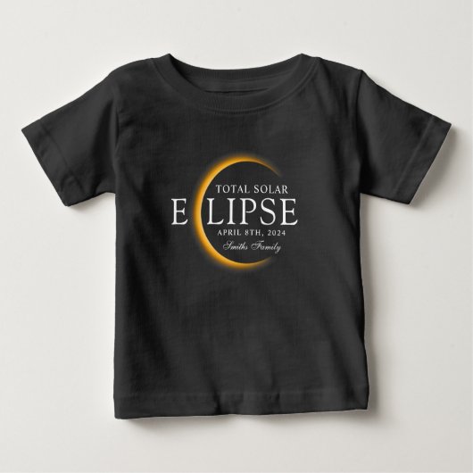Black & Gold 2024 Texas Total Solar Eclipse Famili Baby T-shirt (Vorderseite)