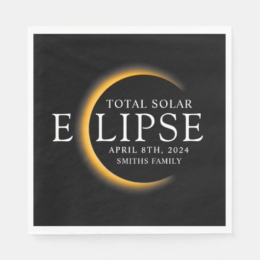 Black & Gold 2024 Texas Total Solar Eclipse Famili Serviette (Vorderseite)